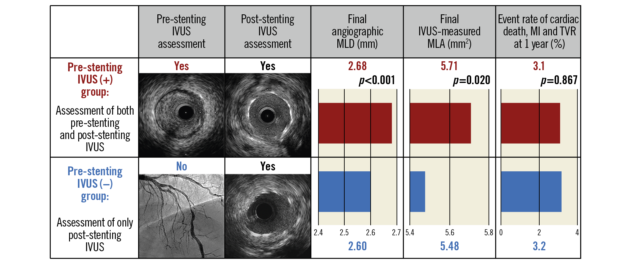 Visual summary. Acute and one-year outcomes of pre-stenting intravascular ultrasound: a meta-analysis of randomised clinical trials.